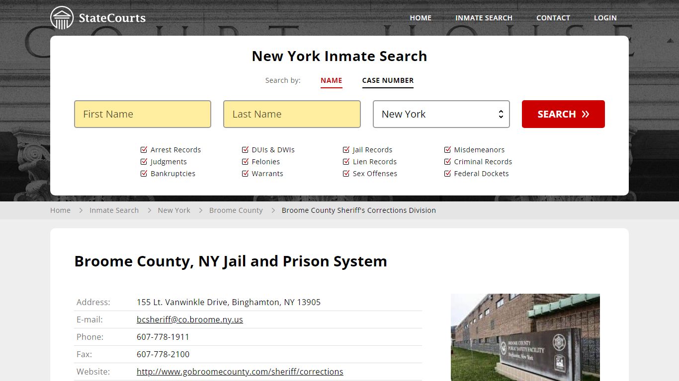 Broome County, NY Jail and Prison System - State Courts
